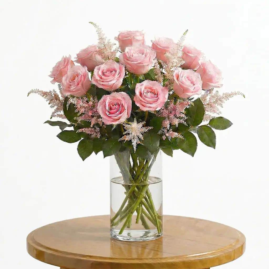 12 Pink Roses